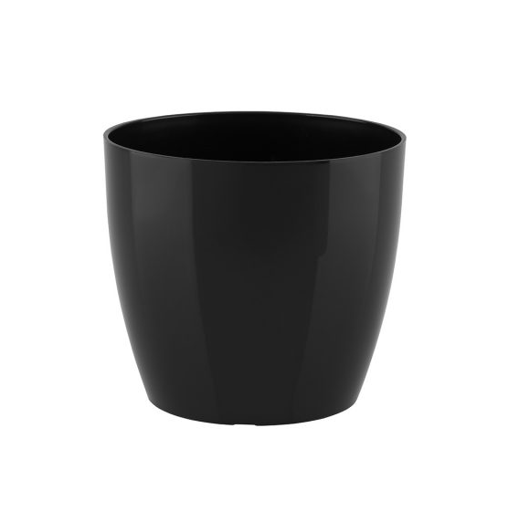 Buiten bloempot San Remo Glossy 30xH27,3 cm zwart met wieltjes